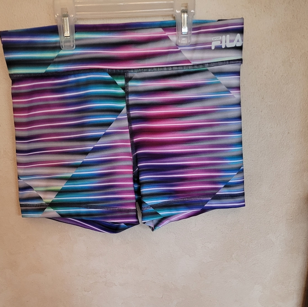 Fila Striped Running Shorts in Blue, Purple & Pink